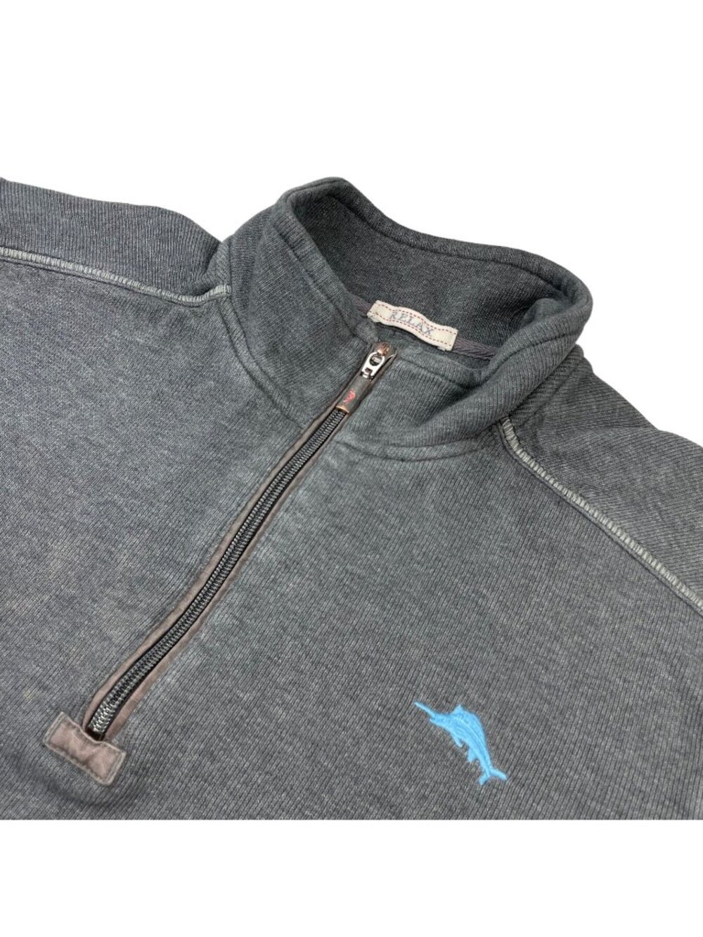 Tommy Bahama Men’s 100% Cotton 1/4 Zip Pullover Sweater Gray • Large